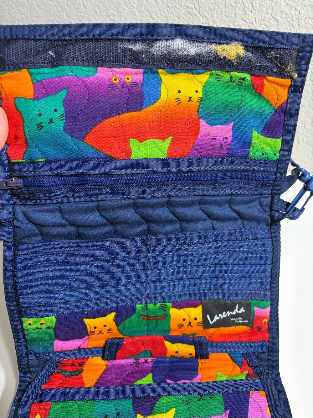 Vintage Multicolor Cat Print Crossbody - Wallet Organizer - Picture 6 of 10